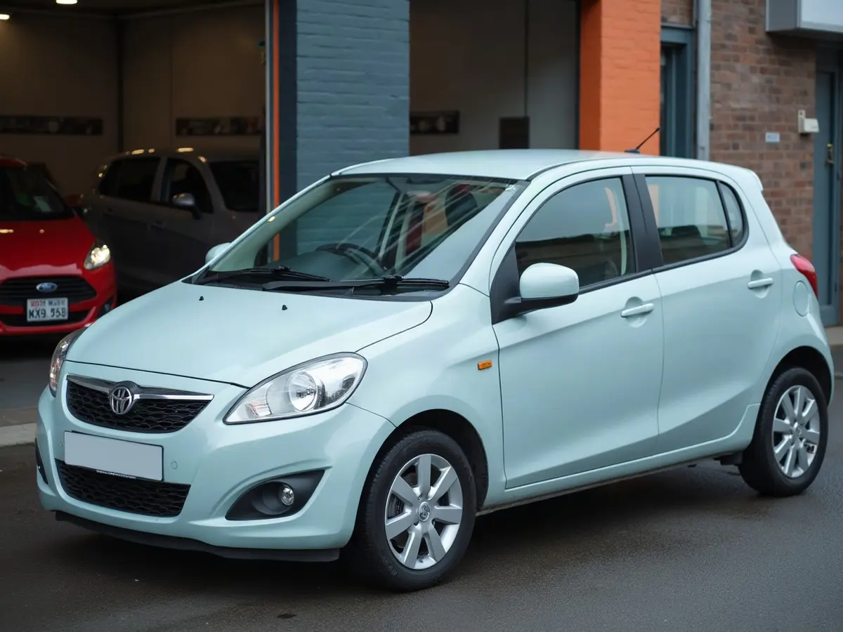 A courtesy car waiting outside the workshop